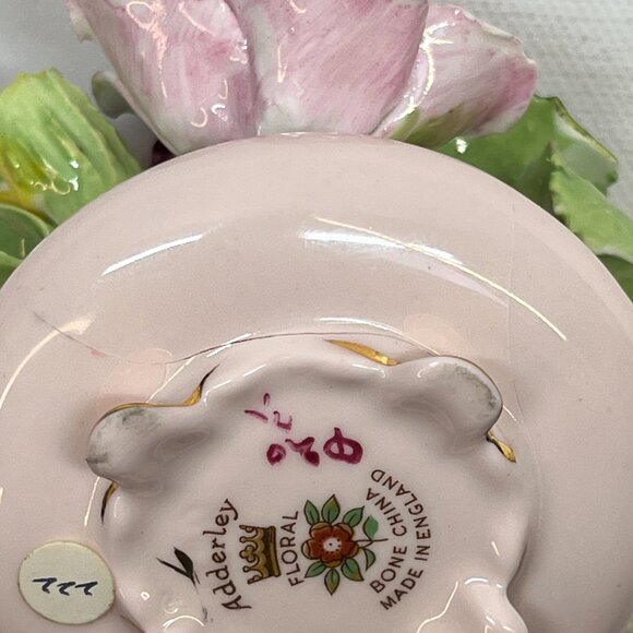 VTG Royal Adderley England Bone China Flower Rose Bouquet In Footed Bowl 2.5" - Picture 8 of 8
